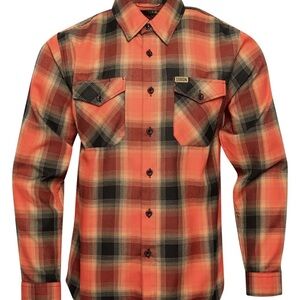 DIXXON Men's Orange and Black Plaid Shirt
